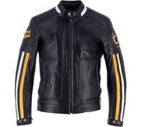 Helstons Vulcan Giacca in pelle da moto, nero-giallo, taglia S per maschi