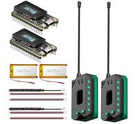 Heltec - Confezione da 2 batterie WiFi LoRa 32 V4 con display OLED 27dBm ESP32-S3 SX1262, set completo di custodia per Meshtastic IoT Arduino (confezione da 2 batterie da 3000 mAh + antenna +