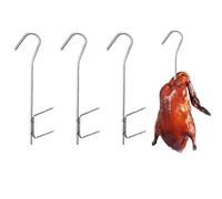 Helweet Ganci per Affumicatura, Ganci per Macellaio, Ganci per Carne, Accessori per Affumicatore, Adatto per Appendere Pesce Affumicato, Carne, Salsicce, Tiene Saldamente il Cibo Affumicato, 3 Pezzi