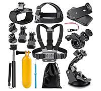 Helweet Kit di Accessori per Action Camera, Set di Accessori per Action Cam, Kit di Accessori per Videocamere D'azione, Fascia da Testa per Action Camera, Compatibili Con Hero 10 9 8 7 6 5 4