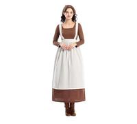 helymore Abito da donna con grembiule e sciarpa, set da pellegrini, per adulti, colonial vittoriano, per Halloween, carnevale, feste
