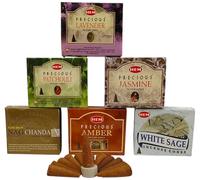 Hem and Golden Incenso Dhoop Coni Assortiti con Nag Chandan Dhoop Coni 5 Pack, Incenso per Meditazione, Yoga, Relax e Aromaterapia.