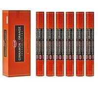 Hem, bastoncini di incenso alla cannella e arancia, 6 confezioni (120 bastoncini in totale), fragranza calda e speziata, miscela Masala naturale con supporto in legno JRose, meditazione, yoga, relax