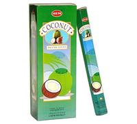 Hem, bastoncini di incenso Hexa al cocco, 6 confezioni da 20 bastoncini = 120 bastoncini