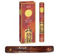 HEM - Bastoncini di incenso PRECIOUS SUN, scatola completa da 6 con supporto per bastoncini di incenso DHS per yoga, meditazione, guarigione, spiritualità, aromaterapia, spa e relax