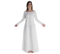 HEMAD Abito medievale da donna con allacciatura sulle maniche e nella parte posteriore, cotone - Bianco L/XL