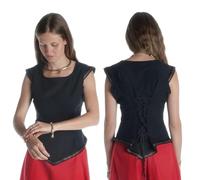 HEMAD Camicetta medievale da donna 100% cotone Modello: Neifile, nero S