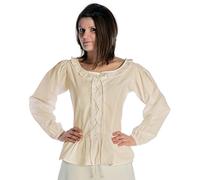 HEMAD Camicetta Medievale Femminile - Pizzo Anteriore e Posteriore - Puro Cotone - XXXL Beige