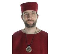 HEMAD Cappellino medievale foderato in feltro di lana, Colore: rosso, xxl
