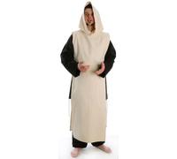 HEMAD Surcoat Medievale Maschile - con Cappuccio e Cravatta - Cotone Puro - Beige