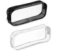 Hemasa 2 pz/4 pz astuccio trasparente con cerniera stile semplice penna sacchetto grande capacità per studenti scuola e ufficio, Set di 2 pezzi misti, Forma quadrata