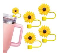 Hemasa 4 copritasti con cannuccia a forma di girasole per bicchieri Stanley da 850,5 g e 1,134 g, tappo di paglia da 10 mm per decorazione (giallo)