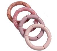 Hemasa 4 pezzi/set acrilico colorato marrone bambù grosso braccialetti Set per le donne, Stretch, Metallo, Agata