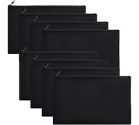 Hemasa 8 astucci in tela per matite e trucchi, con cerniera, per fai da te, per la scuola, Nero , Forma quadrata