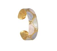 Hemasa Bracciale rigido in acciaio inossidabile con motivo a goccia di olio, braccialetto alla moda, Stretch, Metallo, Agata