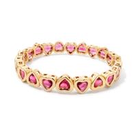 Hemasa Braccialetto elastico per le donne con strass a forma di cuore color, Stretch, Metallo, Agata