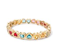 Hemasa Braccialetto elastico per le donne con strass a forma di cuore color, Stretch, Metallo, Agata