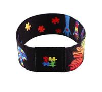 Hemasa Braccialetto elastico sportivo per donne e uomini con puzzle per la consapevolezza dell'autismo, Stretch, Metallo, Agata