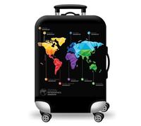 Hemasa Copertura protettiva per bagagli con mappa del mondo, spessa, elastica, con cerniera, adatta per borse da 45,7 a 81,3 cm, Colore 10, S 18-20 inch, Copertura protettiva elasticizzata
