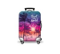 Hemasa Copertura protettiva per bagagli, spessa, elastica, con mappa del mondo, con cerniera, adatta per borse da 45,7 a 81,3 cm, accessori da viaggio, Colore 8, L 25-28 inch, Copertura protettiva