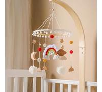 Hemasa Culla in legno mobile letto campana morbido feltro foglie baby mobile (colore 2)