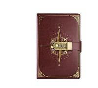 Hemasa Libro delle password, in stile retrò, formato A5, con serratura, diario creativo, viaggiatore, bussola, libro mastro manuale, blocco note per studenti, cancelleria segretamente nota (rosso)