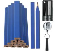 Hemasa Matite da carpentiere, 12 pezzi, 18 cm, con temperamatite, struttura in legno, matite per marcatura