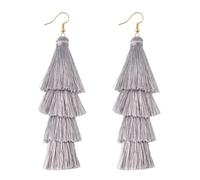 Hemasa Orecchini pendenti in stile bohémien a 4 strati, colorati, lunghi 85 mm, Medio, Argento sterling, Zirconia cubica