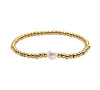 Hemasa Perline rotonde in acciaio satinato con braccialetto elastico in perle naturali