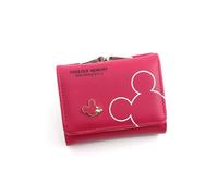 Hemasa Portafoglio Mickey Mouse per donna/PU pelle portamonete donna mini portafogli corti ragazze, Rosso rosato, 10,5 cm, Casual