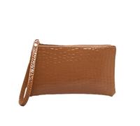 Hemasa Portafoglio modello coccodrillo Litchi grano moneta borsa femminile borse da polso tasca per telefono cerniera porta carte di credito, Marrone