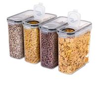 Hemasa Set di 4 contenitori per alimenti in plastica trasparente con coperchi ermetici (4L)