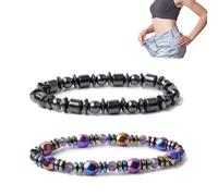 Hematite Gallstone Magnetic Bracelet, Slimming Magnetic Hematite Bracelet, Hematite Magnetic Therapy Bracelet, Magnetic Slimming Bracelet (Rainbow+Black)