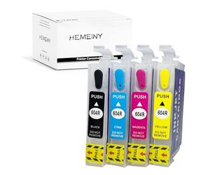 HEMEINY Multipack 604XL - Cartuccia d'inchiostro ricaricabile con chip di ripristino automatico, compatibile con stampanti XP-2200, XP-2205, XP-3200, XP-3205, XP-4200, XP-4205, WF-2910DWF, WF-2930DWF,