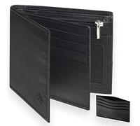 HEMING Portafoglio da Uomo di Grande Capacità con Portamonete. Include a parte un Portacarte in regalo. Portafoglio in pelle nera con portamonete per molte carte