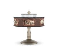Hemisferium Praxinoscopio modernista nero, replica del 1877, decorazione | Specchio ottico con strisce animate · Struttura in metallo · 19 x 21 cm · Assemblato a mano a Madrid · +14 anni