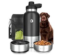 HEMLI Borraccia termica da viaggio per cani, in acciaio inox, portatile, per cibo e acqua, con custodia per il trasporto, kit da viaggio per mensa con cane da passeggio