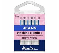 Hemline - aghi resistenti da jeans per macchina da cucire, confezione da 5 pezzi, dimensione 100/16, per tessuto denim e tessuto pesante (H103.100)