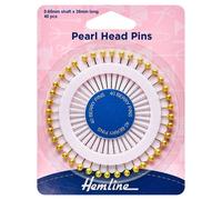 Hemline Pin: Perla Testa :Assortito:38mm: Oro: 40 Pezzi
