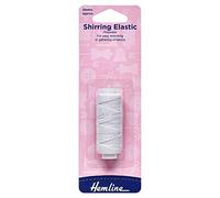 Hemline Shirring Elastic - 0,75 mm x 20 m bianco sottile poliestere elastico per punto smocking, raccogliere mano o macchina e rafforzare polsini e filetti di maglieria