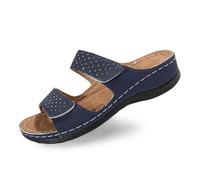 HEMNACU Scarpe da casa con plateau, comode per la casa e i compagni, pratiche per il tempo libero, sandali ortopedici da donna Orthofit, pantofole estive, infradito aperte, Marino, 37 EU