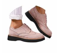 HEMNACU Scarpe Oxford classiche da donna, con lacci, per affari, formali | Scarpe da donna con punta alata, con punta rotonda, taglia grande, mocassini casual in camoscio