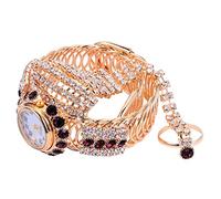 Hemobllo 1 Pc Orologio Da Anello Da Donna Bracciale Orologio D'oro Bracciali Bangle Per Le Donne Bracciali Per Le Donne Polso Di Cristallo Orologio Da Donna Mancare Viola Boemia Lega Regalo