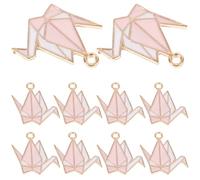 Hemobllo 10 pezzi Ciondoli Origami Gru in Lega di Zinco Rosa per Gioielli Fai da Te Pendenti Leggeri e Facili da Usare per Orecchini Braccialetti e Decorazioni Appese