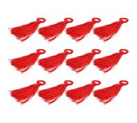 Hemobllo 12 Pezzi Pendente Nappa Rossa per Gioielli Fai e Portachiavi | Poliestere, Accessorio Decorativo Semplice e Delicato, per Cavigliera e Anello Portachiavi
