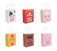 Hemobllo 12 Sacchetti Regalo Carta Animali Fattoria Sacchetti Caramelle Resistenti Fondo Piatto Leggeri per Feste di Compleanno Bambini Eco-Compatibili