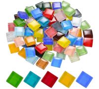 Hemobllo 1200 Pezzi Piastrelle Mosaico in Vetro Cristallo per Progetti Creativi Diy, Superficie Liscia, Forma Quadrata Retro Piatto, Kit Facile da Usare per Decorazioni Colore Casuale
