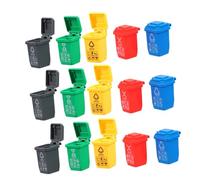 Hemobllo 15 pezzi Miniature Bidoni Raccolta Differenziata per Modelli Mini Pattumiera Educativi per Casa delle Bambole Accessori Interattivi per Apprendimento Ambientale e Gioco Creativo
