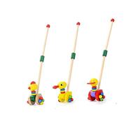 Hemobllo 2 Carrozzina Legno per Camminatore con Lungo Cartoon Colorate per Sviluppo e Primo Apprendimento Ragazzo
