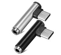 Hemobllo 2 pezzi Adattatore Audio Mini Type-c Jack Angolo per Telefono Converter Audio Plug-and-play Nero e Grigio Compatibile con Smartphone per Giochi e Film